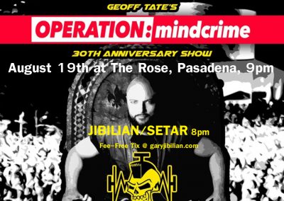 Opening For Geoff Tate’s “Operation Mindcrime,” 8-19-18!!